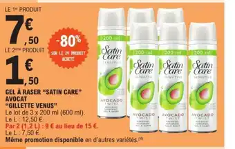 E.Leclerc Gel A Raser "Satin Care" Avocat "Grillette Venus" offre