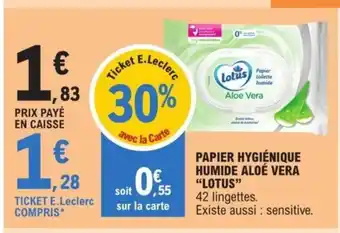 E.Leclerc Papier Hygienique Humide Aloe Vera "Lotus" offre