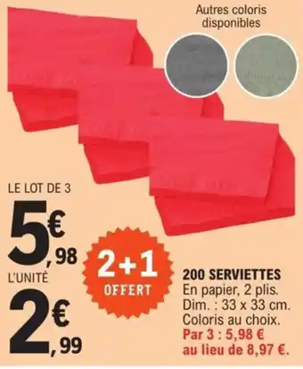 E.Leclerc 200 Serviettes offre
