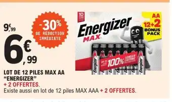 E.Leclerc Lot De 12 Piles Max AA "Energizer" offre