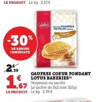 Super U Gaufres Coeur Fondant Lotus Bakeries offre