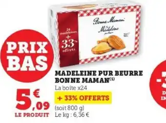 Super U Madeleine Pur Beurre Bonne Maman offre
