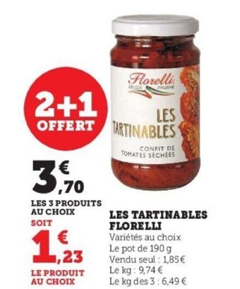 Super U Les Tartinables Florelli offre