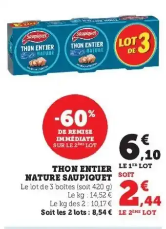 Super U Thon Entier Nature Suapiquet offre