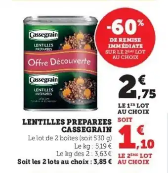 Super U Lentilles Preparees Cassegrain offre