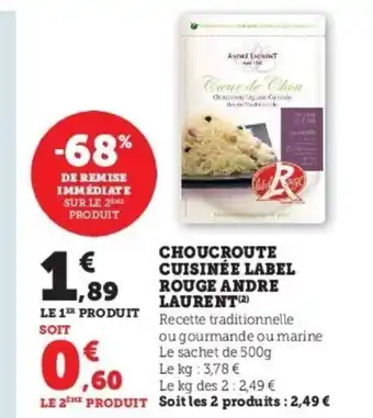 Super U Choucroute Cuisinee Label Rouge Andre Laurent offre