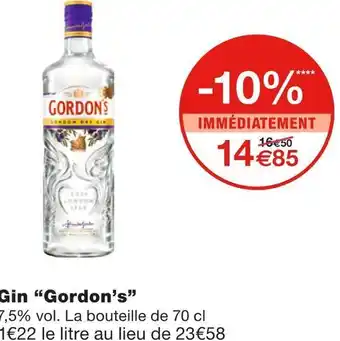 Monoprix Gordon’s gin offre