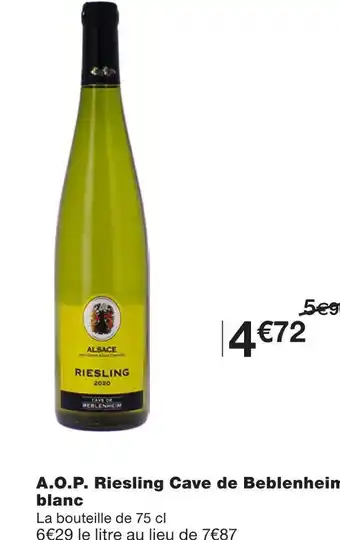 Monoprix Cave de beblenheim a.o.p. riesling blanc offre