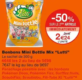 Monoprix Lutti bonbons mini bottle mix offre