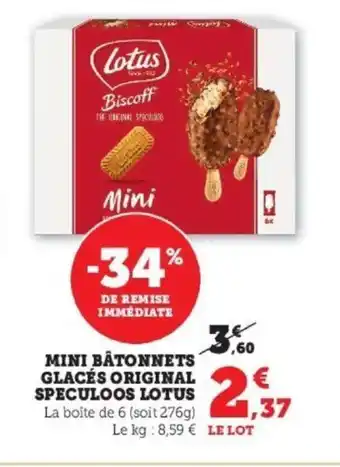 Super U Mini Batonnets Glaces Original Speculoos Lotus offre