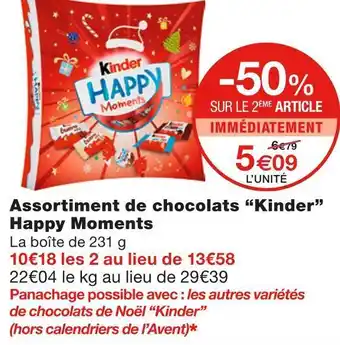 Monoprix Kinder assortiment de chocolats happy moments offre