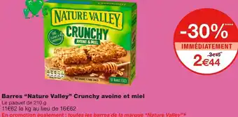 Monoprix Nature valley barres crunchy avoine et miel offre