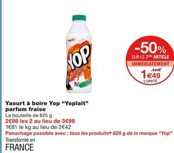 Monoprix Yoplait yaourt à boire yop parfum fraise offre