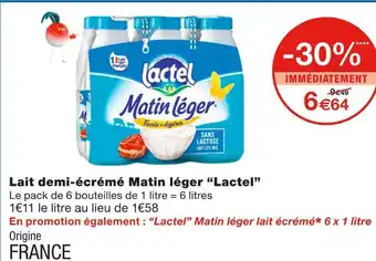 Monoprix Lactel lait demi-écrémé matin léger offre