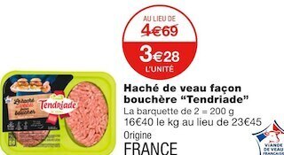 Monoprix Tendriade haché de veau façon bouchère offre