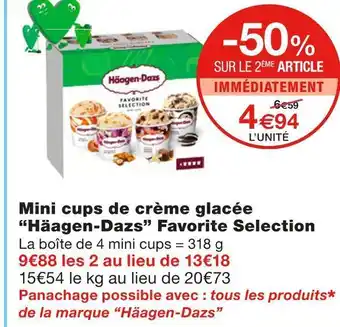 Monoprix Häagen-dazs mini cups de crème glacée favorite selection offre