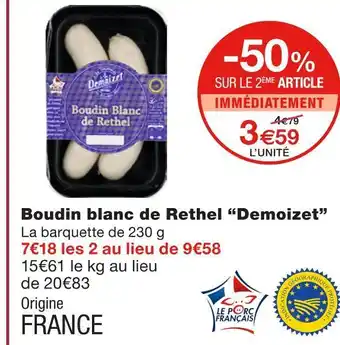 Monoprix Demoizet boudin blanc de rethel offre