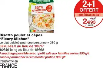 Monoprix Fleury michon risotto poulet et cèpes offre
