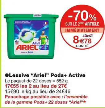 Monoprix Ariel lessive pods+ active offre