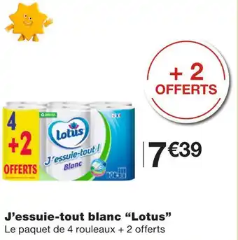 Monoprix Lotus j’essuie-tout blanc offre