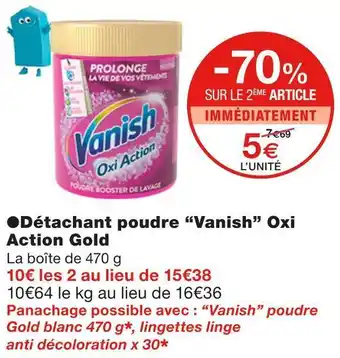 Monoprix Vanish détachant poudre oxi action gold offre