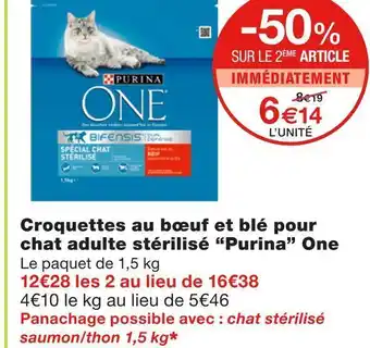 Monoprix Purina croquettes au bœuf et blé pour chat adulte stérilisé one offre
