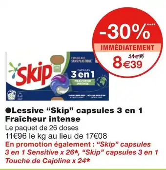Monoprix Skip lessive capsules 3 en 1 offre