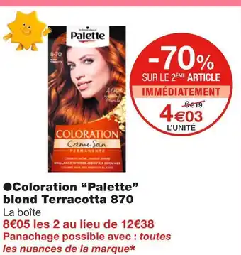 Monoprix Schwarzkorpf coloration “palette” blond terracotta 870 offre