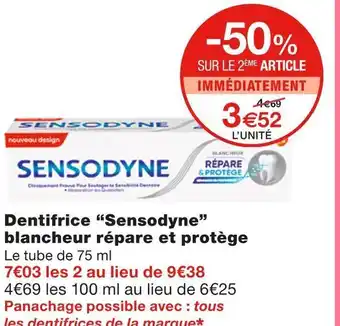 Monoprix Sensodyne dentifrice blancheur répare et protège offre