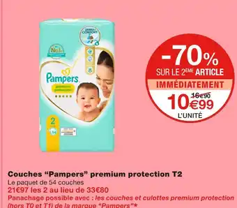Monoprix Pampers couches premium protection t2 offre