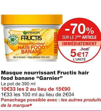 Monoprix Garnier masque nourrissant fructis hair food banane offre