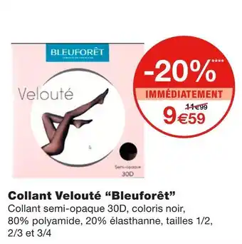 Monoprix Bleuforêt collant velouté offre