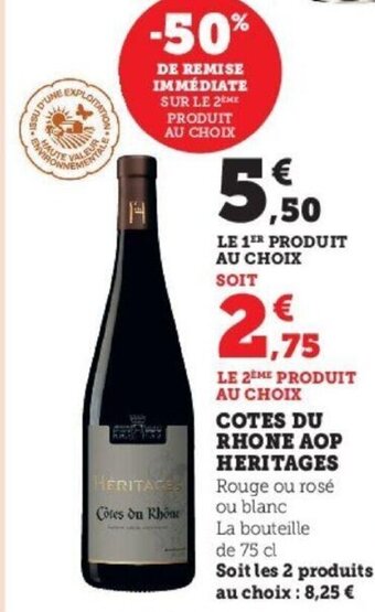 Super U Cotes Du Rhone Aop Heritages offre