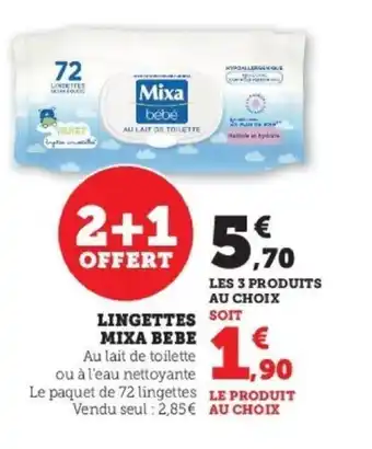Super U Lingettes Mixa Bebe offre