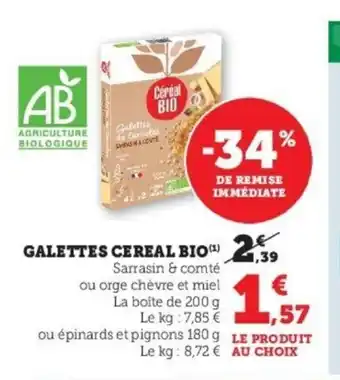 Super U Gallettes Cereal Bio offre