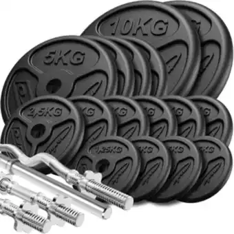 Go Sport Marbo sport kit de barres d’haltères renforcées et de disques 83 kg offre