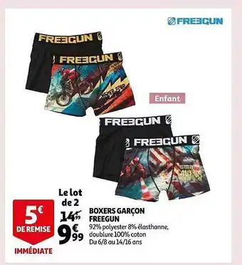 Auchan Boxers garçon freegun offre
