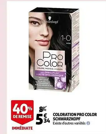 Auchan Coloration pro color schwarzkopf offre