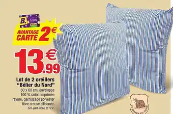 Bazarland Lot de 2 oreillers offre