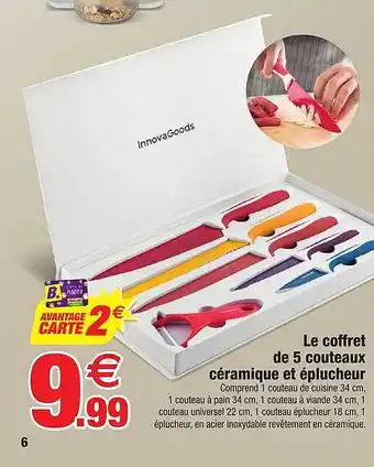 Bazarland Le coffret de 5 couteaux céramique et éplucheur innova goods offre