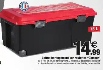 Bazarland Coffre de rangement sur roulettes offre