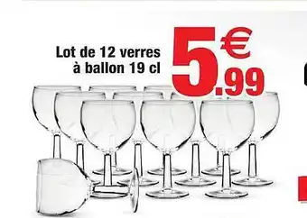 Bazarland Lot de 12 verres à ballon 19 cl offre