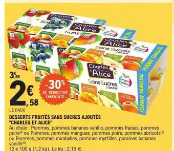 Desserts fruités sans sucres ajoutés
