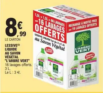 E.Leclerc Lessive liquide au savon végétal offre