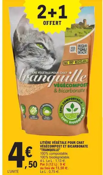 E.Leclerc Litière végétale pour chat végécompost et bicarbonate offre