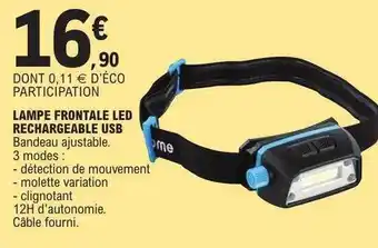 E.Leclerc Lampe frontale led rechargeable usb offre