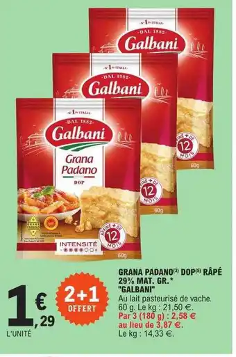 E.Leclerc Grana padano dop râpé 29% mat.gr. offre