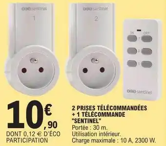 2 prises télécommandées + 1 télécommande