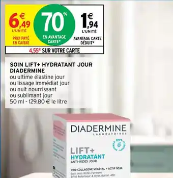 Intermarché Soin Lift + Hydratant Jour Diadermine offre