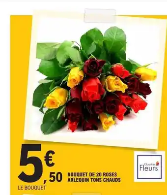 E.Leclerc Bouquet de 20 roses arlequin tons chauds offre